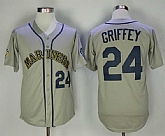 Seattle Mariners #24 Ken Griffey Jr. Gray Throwback Jersey,baseball caps,new era cap wholesale,wholesale hats